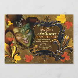 Herfst Masquerade Birthday Party Kaart