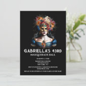 Herfst Masquerade Gypsy Blue Gold Carnaval Elegant Kaart (Staand voorkant)