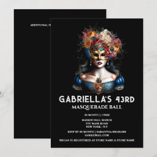 Herfst Masquerade Gypsy Blue Gold Carnaval Elegant Kaart