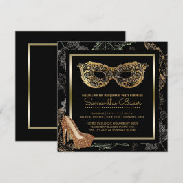 Herfst Masquerade Party | Zwart gouden kostuumbal Kaart