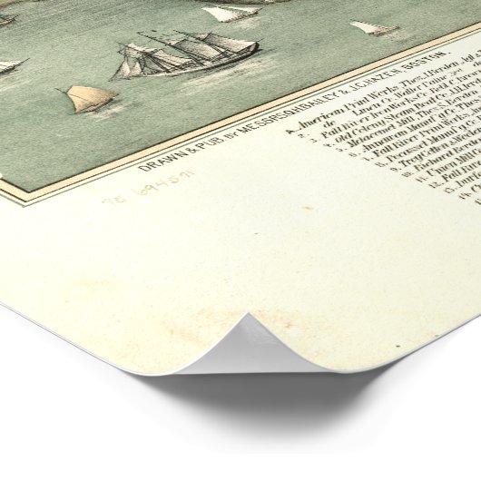 Herfst Massachusetts 1877 Antiek Panorama Poster (Hoek)