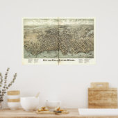 Herfst Massachusetts 1877 Antiek Panorama Poster (Keuken)