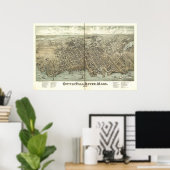 Herfst Massachusetts 1877 Antiek Panorama Poster (Thuiskantoor)