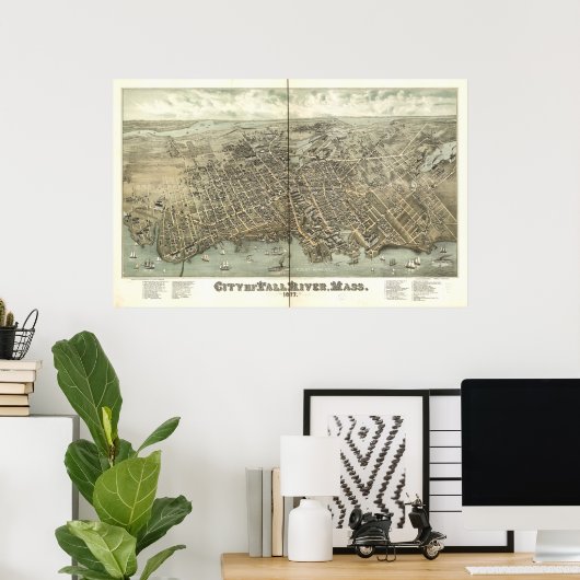 Herfst Massachusetts 1877 Antiek Panorama Poster (Thuiskantoor)