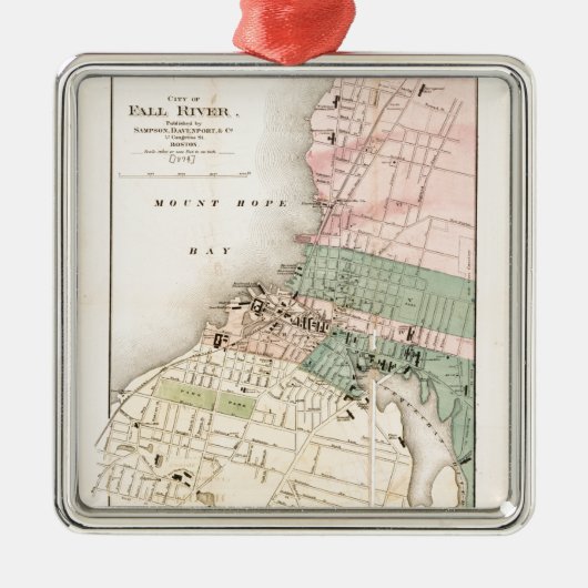 Herfst, Massachusetts Map (1874) Metalen Ornament (Voorkant)