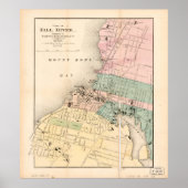 Herfst, Massachusetts Map (1874) Poster (Voorkant)