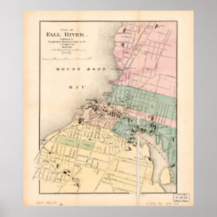 Herfst, Massachusetts Map (1874) Poster