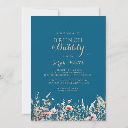 Herfst Meadow Floral Brunch en Bubbly Vrijgezellen Kaart (Voorkant)