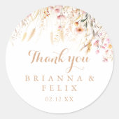 Herfst Meadow Wild Floral Dank je voor je huwelijk Ronde Sticker (Voorkant)