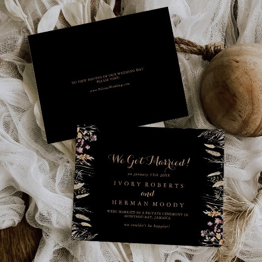 Herfst Meadow Wild Floral Elopement Aankondiging