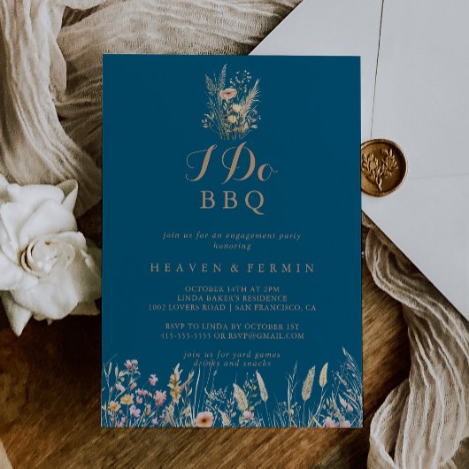 Herfst Meadow Wild Floral I Do BBQ Engagement Part Kaart