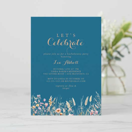 Herfst Meadow Wild Floral Let's Celebrate Party Kaart (Staand voorkant)