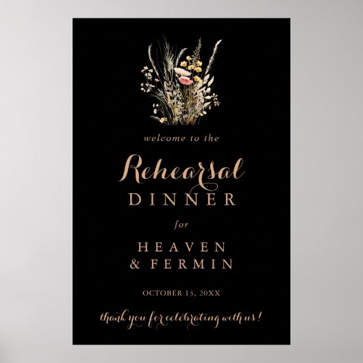Herfst Meadow Wild Floral Repetitie Diner Welkom Poster (Voorkant)