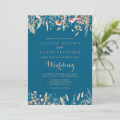 Herfst Meadow Wild Floral Voor & Terug Wedding Kaart (Staand voorkant)