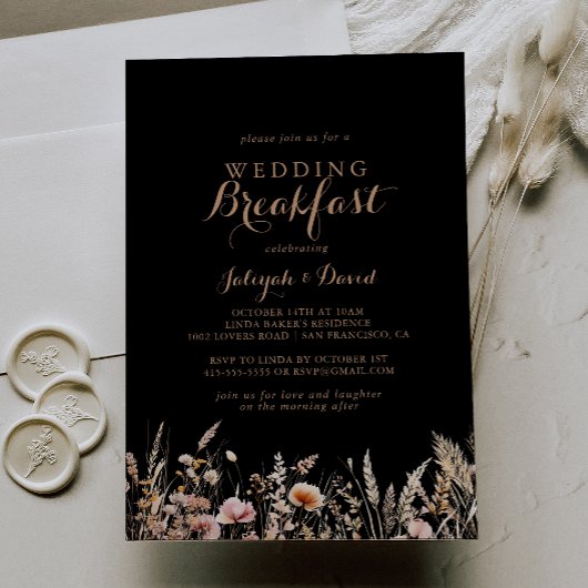 Herfst Meadow Wild Floral Wedding Breakfast Kaart