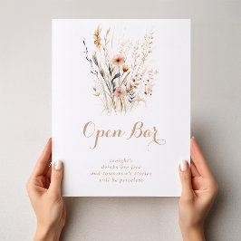 Herfst Meadow Wild Floral Wedding Open Bar Sign Poster