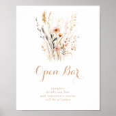 Herfst Meadow Wild Floral Wedding Open Bar Sign Poster (Voorkant)