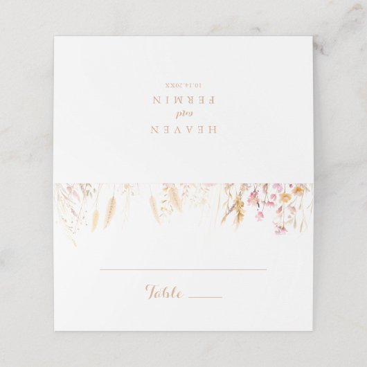 Herfst Meadow Wild Floral Wedding Place Card Plaatskaartje (Buitenkant ongevouwen)