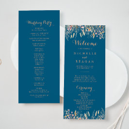 Herfst Meadow Wild Floral Wedding Programma Programmakaart