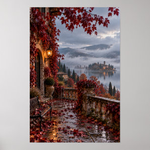 Herfst Meer Terras Europese Landschap Muur Kunst Poster