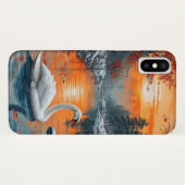 Herfst meer zwaan landschapsontwerp Case-Mate iPhone case (Achterkant (horizontaal))