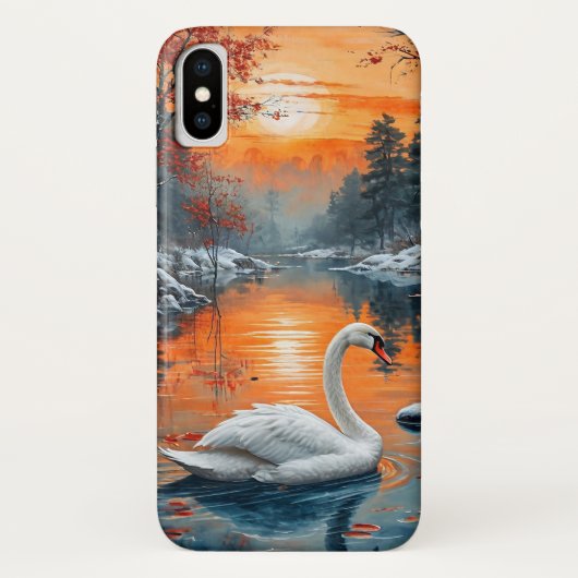 Herfst meer zwaan landschapsontwerp Case-Mate iPhone case (Achterkant)