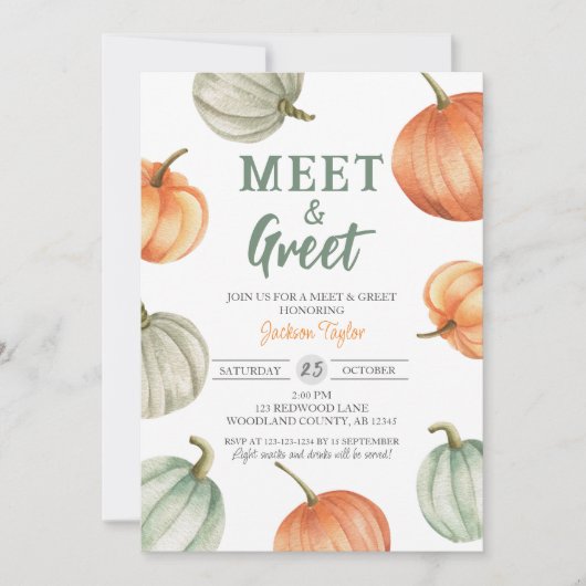 Herfst Meet & Greet, Pumpkin Baby Aankondiging (Voorkant)