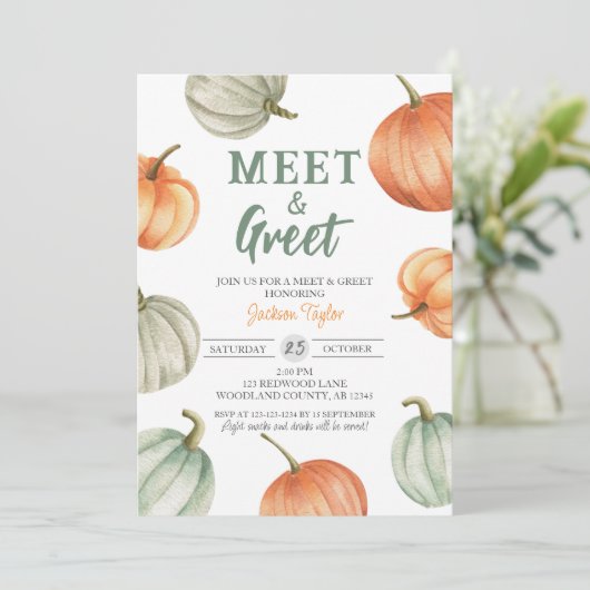 Herfst Meet & Greet, Pumpkin Baby Aankondiging (Staand voorkant)