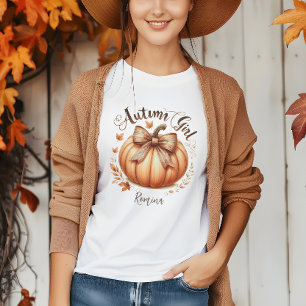 Herfst Meisje aangepaste waterverf pompoen herfst  T-shirt