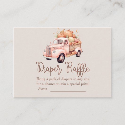 Herfst Meisje Baby shower Pompoen Vrachtwagen Luie Informatiekaartje (Voorkant)