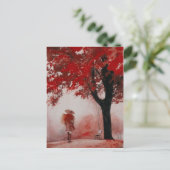 herfst meisje briefkaart (Staand voorkant)