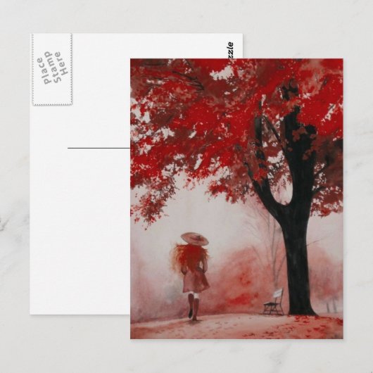 herfst meisje briefkaart (Voorkant / Achterkant)