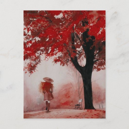 herfst meisje briefkaart (Voorkant)