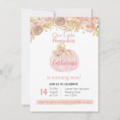 Herfst meisje gouden pompoen 1e verjaardag kaart (Voorkant)