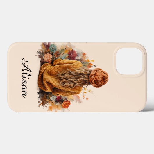 Herfst meisje met gebreide trui Case-Mate iPhone case (Achterkant (horizontaal))