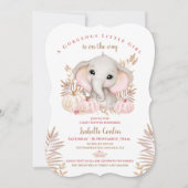 Herfst Meisje Olifant Pompoenen Baby shower Invita Kaart (Voorkant)