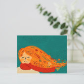 Herfst Meisje Rode Sjaal Briefkaart (Staand voorkant)