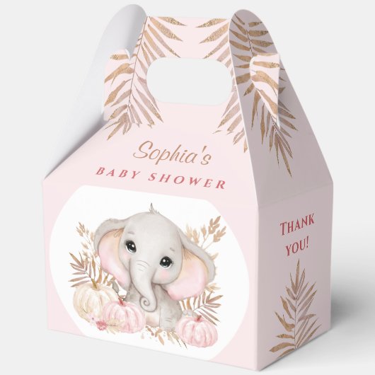 Herfst Meisje Roze Baby shower Grote Tafel Bedankdoosjes (Voorkant)