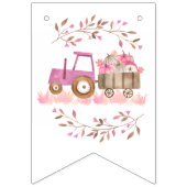 Herfst Meisje Tractor Verjaardagsuitnodiging Vlaggetjes (Eerste vlag)