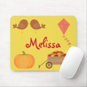 Herfst Met appels, pompoenen en bruine vogels Muismat (Met muis)