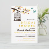 Herfst met bruine en gele vogelkooi kaart (Staand voorkant)