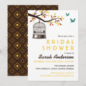 Herfst met bruine en gele vogelkooi kaart (Voorkant / Achterkant)