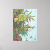 Herfst met chrysanthemum en herfstblad canvas afdruk (Voorkant)