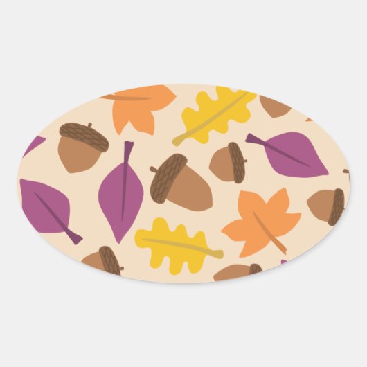 Herfst met eikel en eikenbladeren ovale sticker (Voorkant)