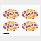 Herfst met eikel en eikenbladeren ovale sticker (Vel)