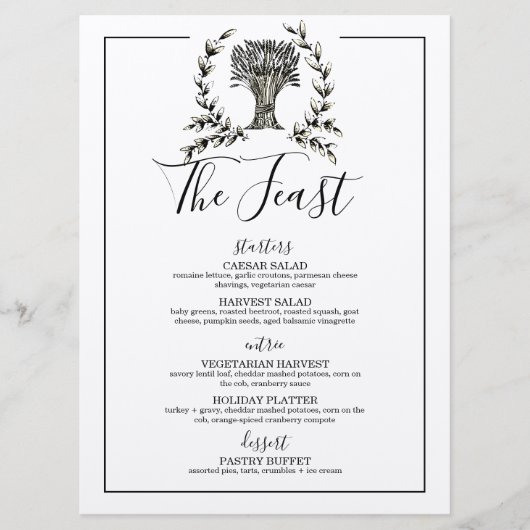 herfst met elegant, DINNER PARTY Thanksgiving feas Menu (Voorkant)