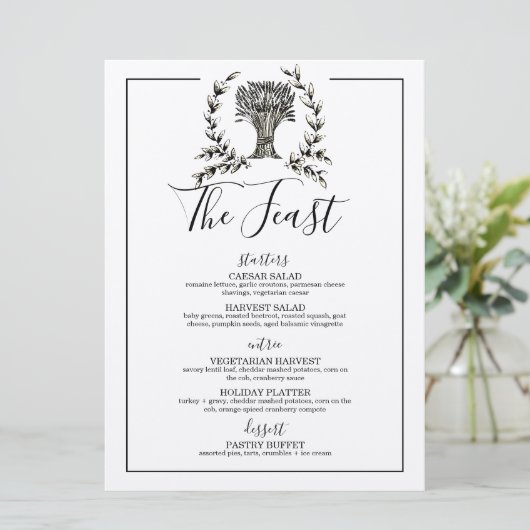 herfst met elegant, DINNER PARTY Thanksgiving feas Menu (Staand voorkant)