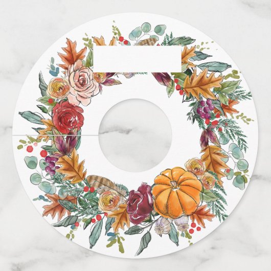 Herfst met gebied om naam te schrijven wijnglaslabel (Voorkant)