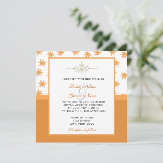 Herfst met gele bladeren trouwnodigt uit kaart (Staand voorkant)