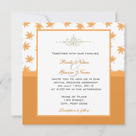 Herfst met gele bladeren trouwnodigt uit kaart (Voorkant)